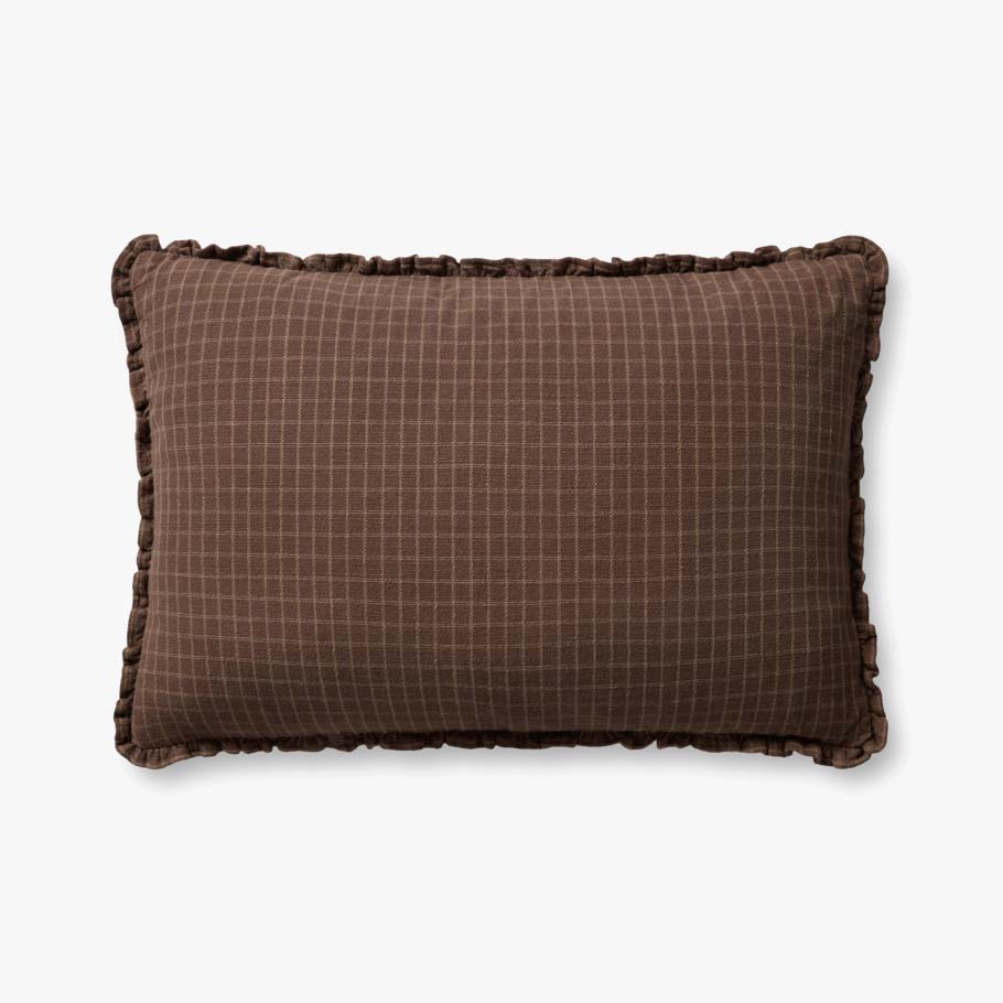 Chocolate Grid Throw Pillow, 16"x26"