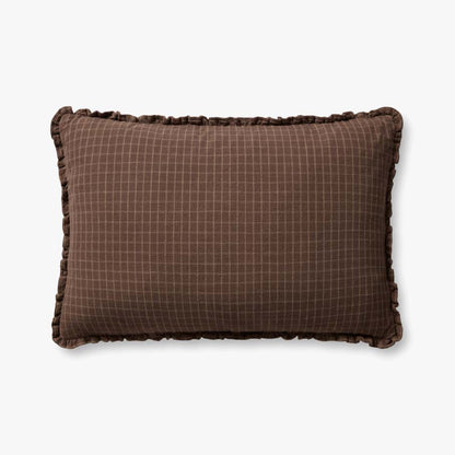 Chocolate Grid Throw Pillow, 16"x26"