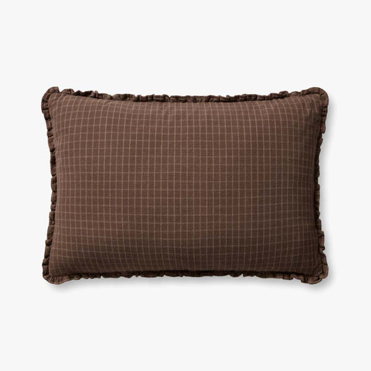 Chocolate Grid Throw Pillow, 16"x26"