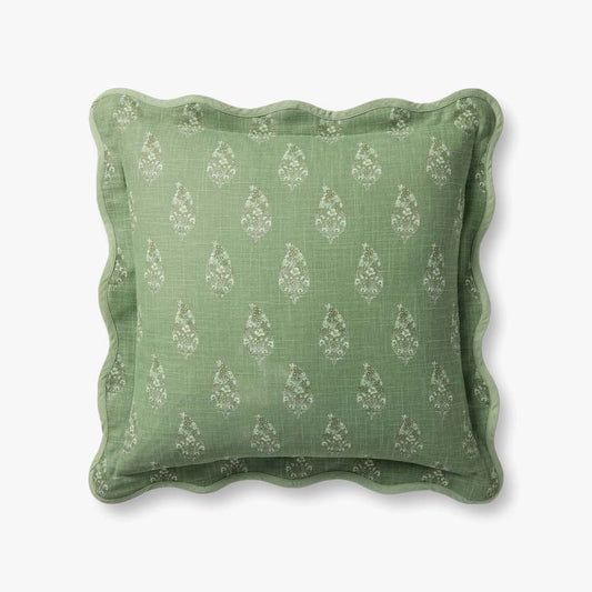 Sage Block Print Pillow, 22"x22"
