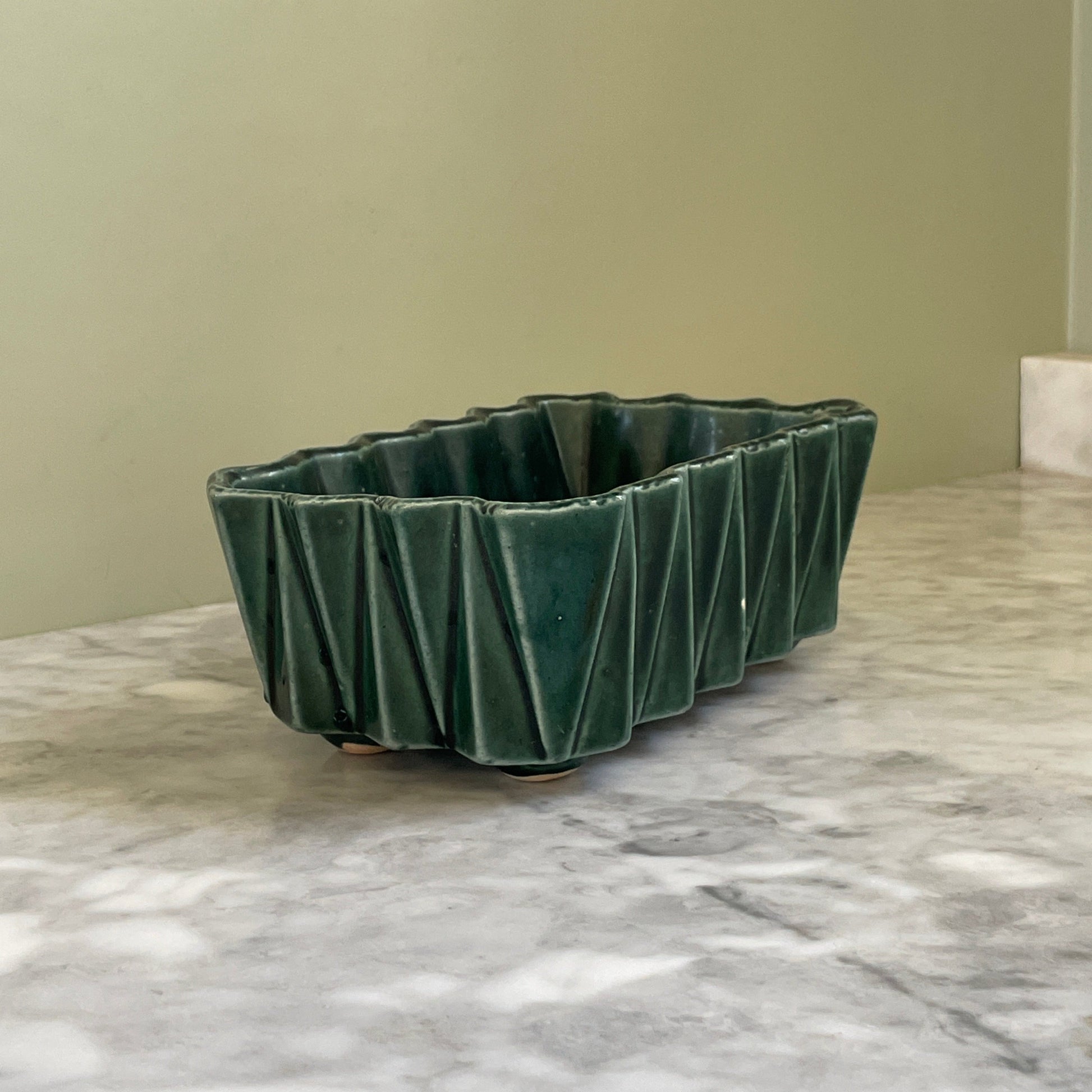 green geometric midcentury vintage vessel rectangular small oakstreet shoppe