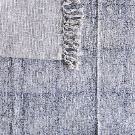 Handloom Blue Printed Throw