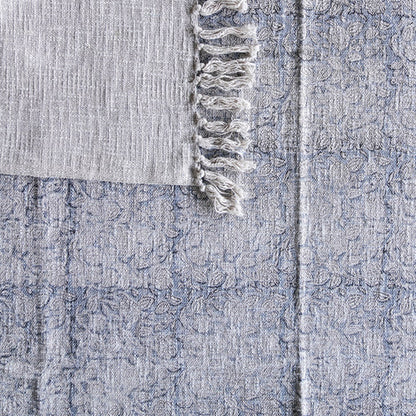 Handloom Blue Printed Throw