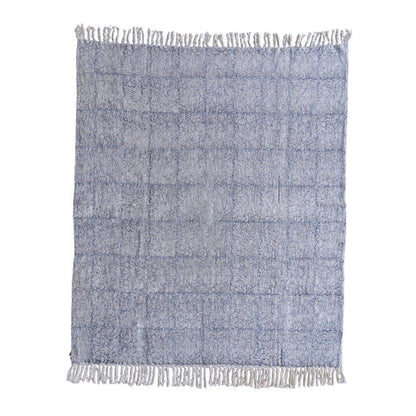 Handloom Blue Printed Throw