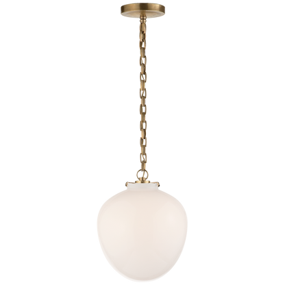 Katie Small Acorn Pendant - white glass