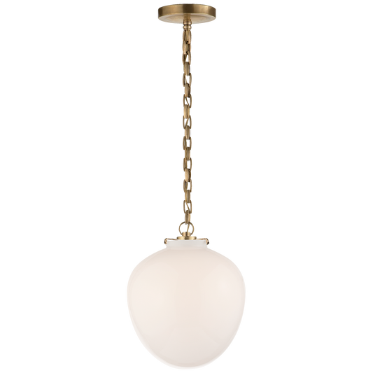 Katie Small Acorn Pendant - white glass