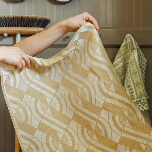 le jacquard francois tea towel gold wave kitchen hand towel linen