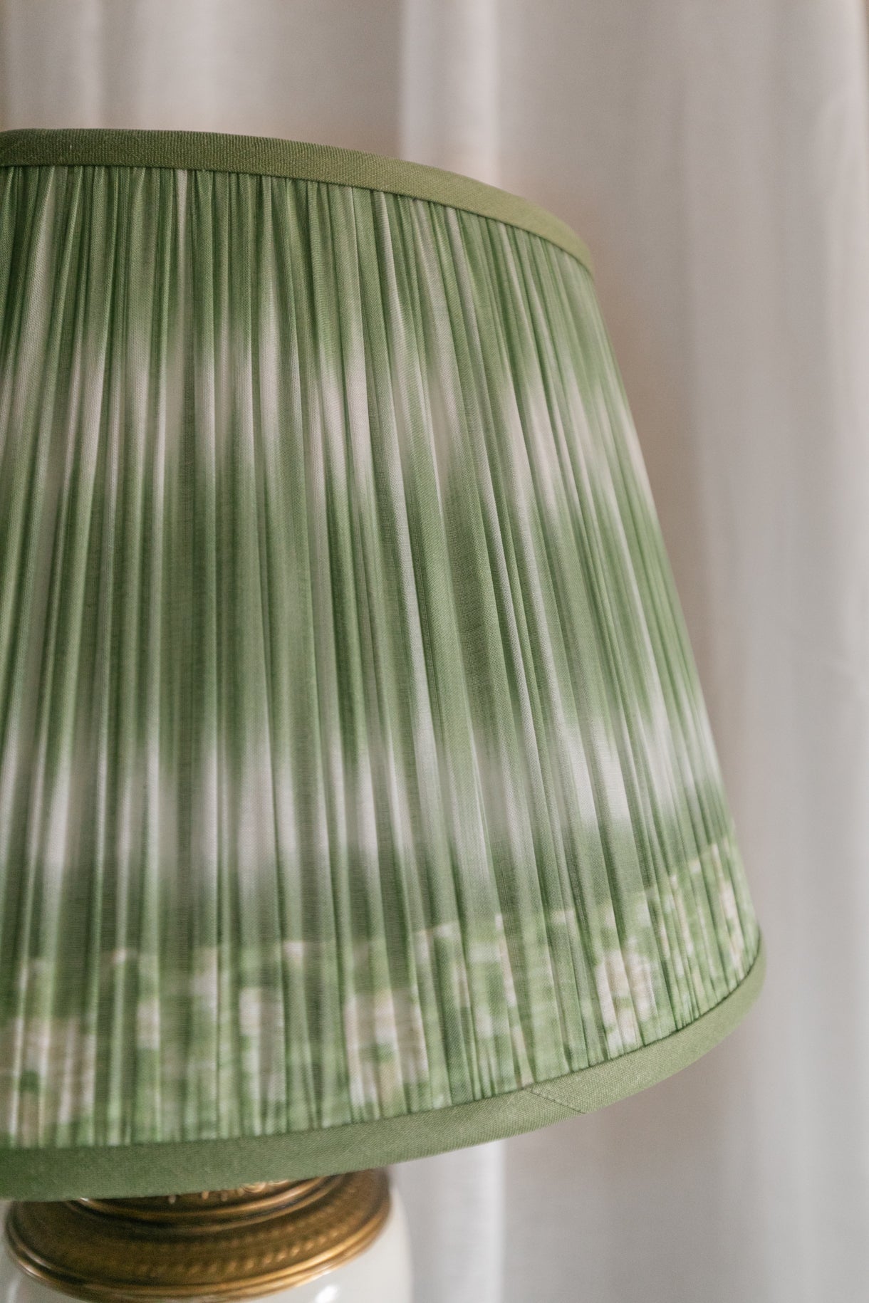 Green Ikat Shirred Lampshade