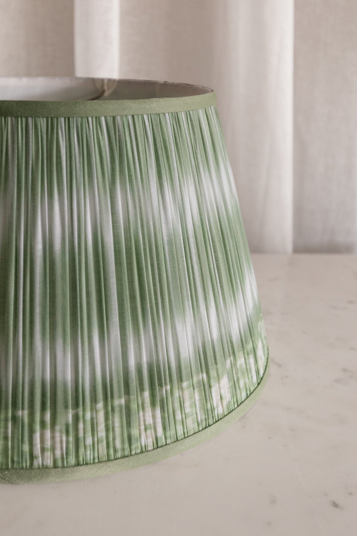 Green Ikat Shirred Lampshade