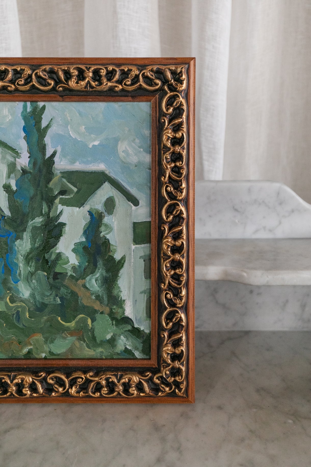 White Houses with Green Windows