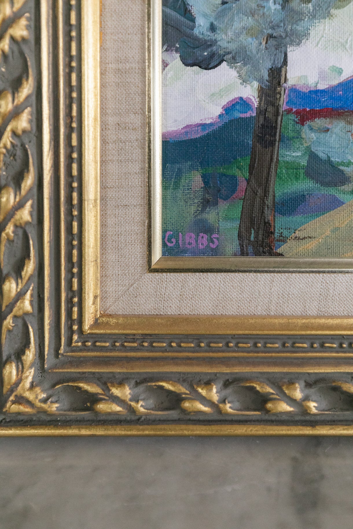 Red Roof Painting in Gold Frame