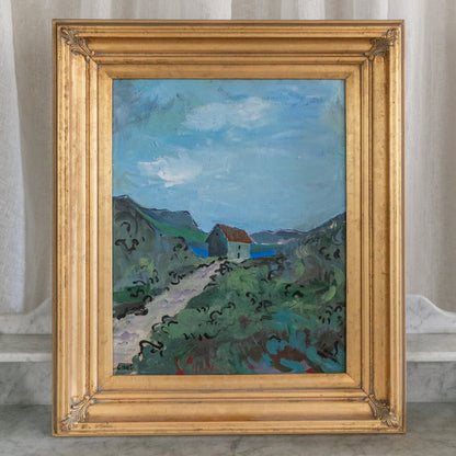 Brown Roof Painting in Gold Frame