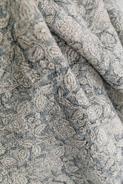 Handloom Blue Printed Throw