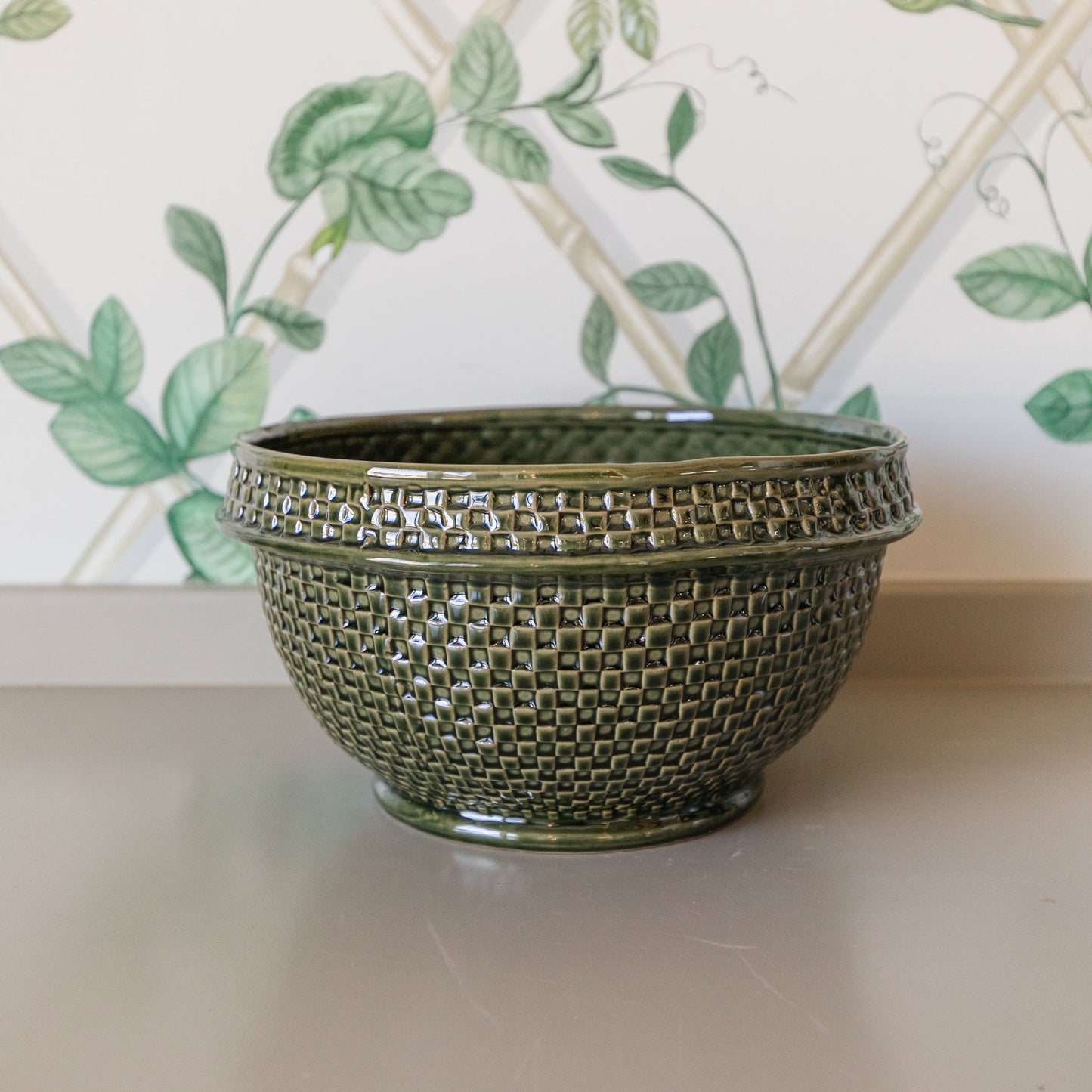 Green Basket Weave Bowl