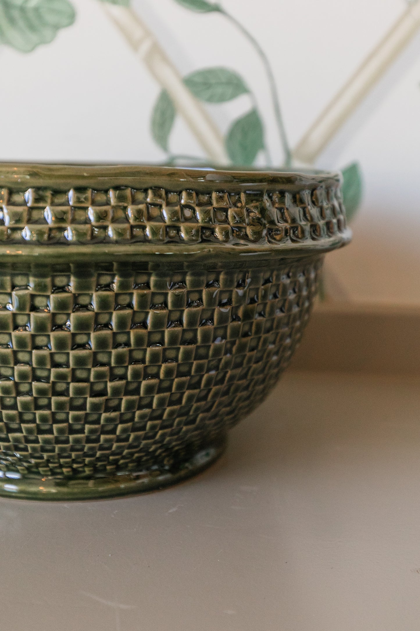 Green Basket Weave Bowl