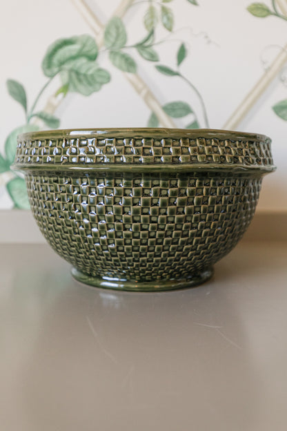 Green Basket Weave Bowl