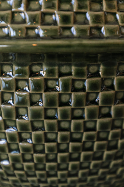 Green Basket Weave Bowl