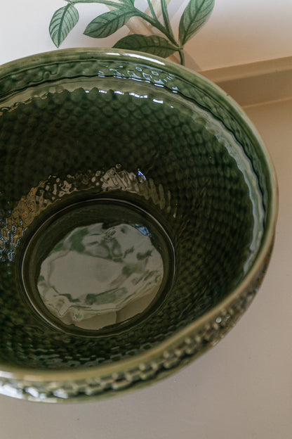 Green Basket Weave Bowl