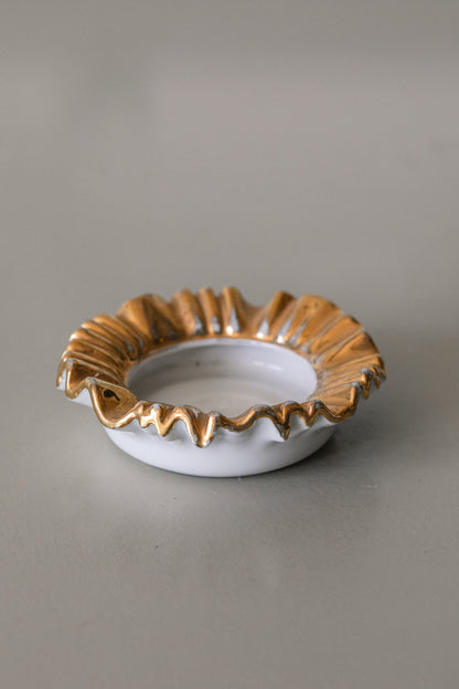 Vintage Gold Ruffle Ring Dish