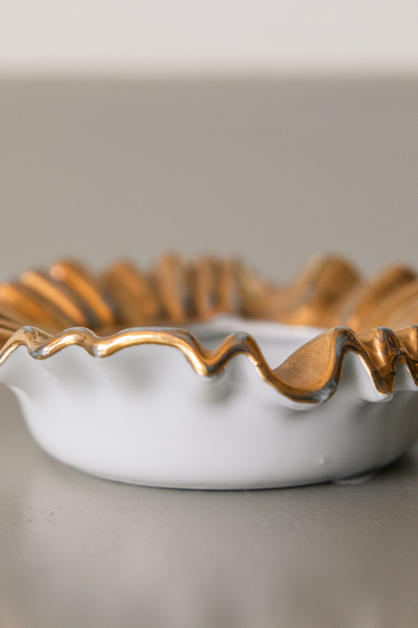 Vintage Gold Ruffle Ring Dish