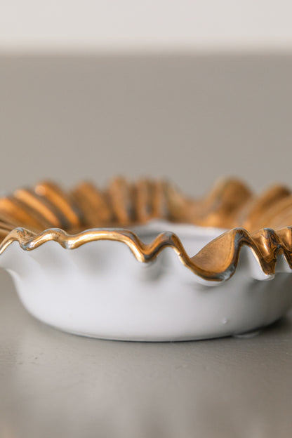 Vintage Gold Ruffle Ring Dish