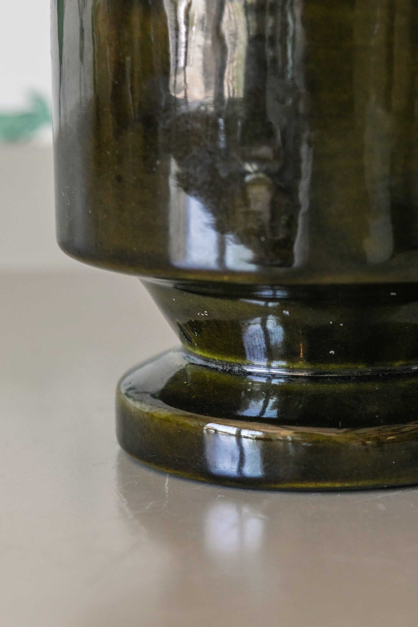 Dark Olive Green Footed Pot