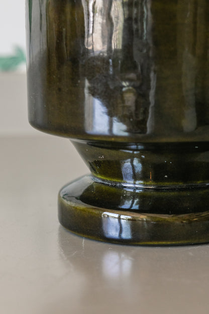 Dark Olive Green Footed Pot