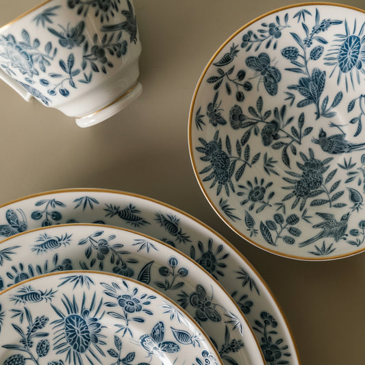 Sacred Bird & Butterfly Dinnerware Collection Blue