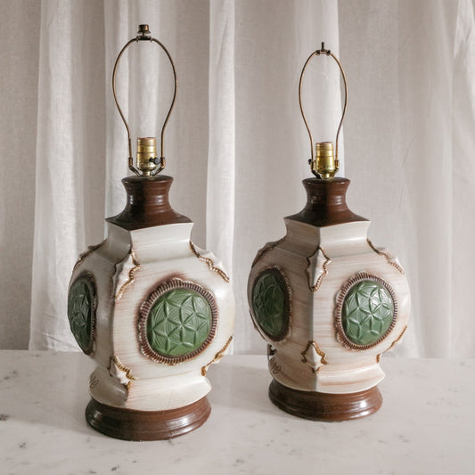 Signed Vintage Lamps, Pair