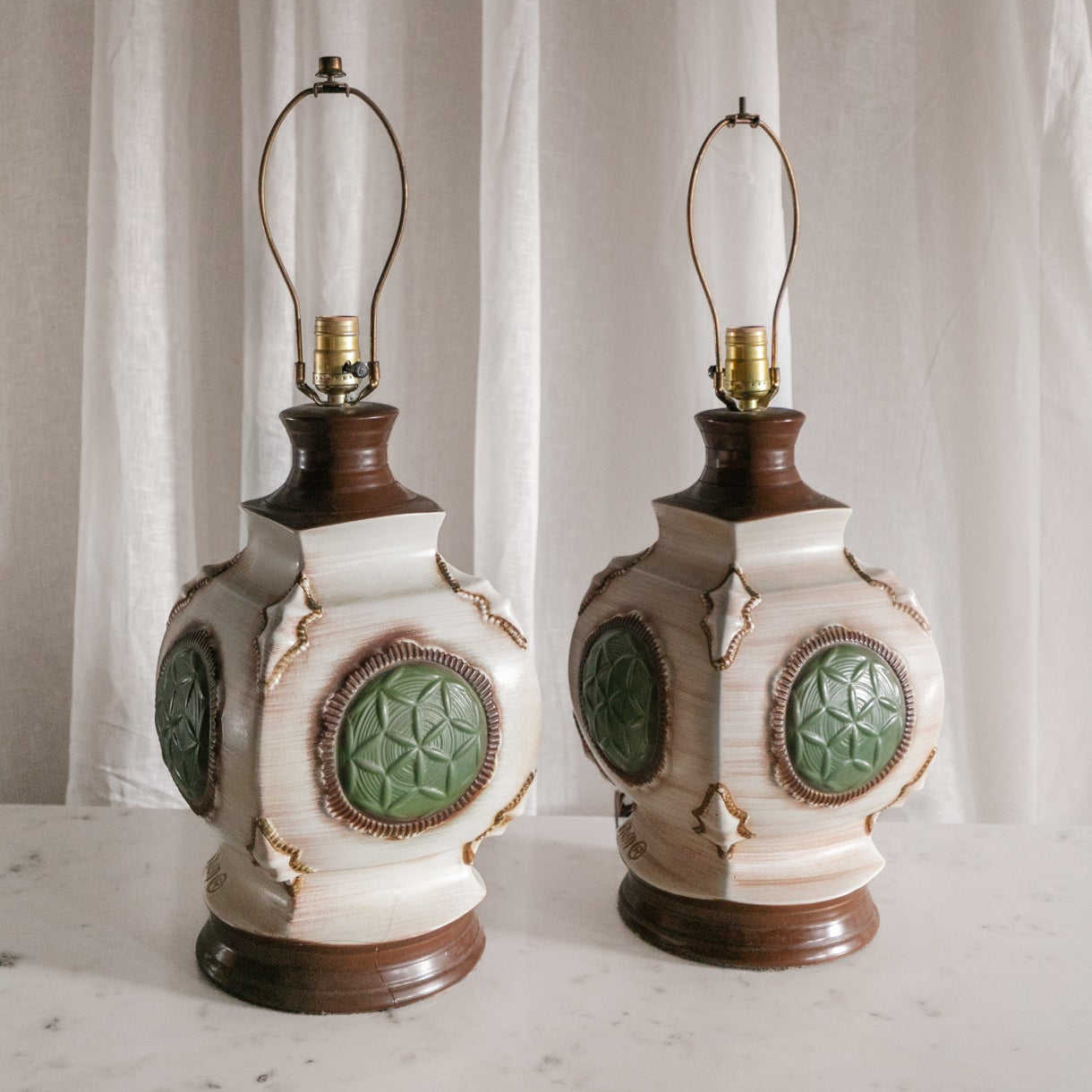 Signed Vintage Lamps, Pair