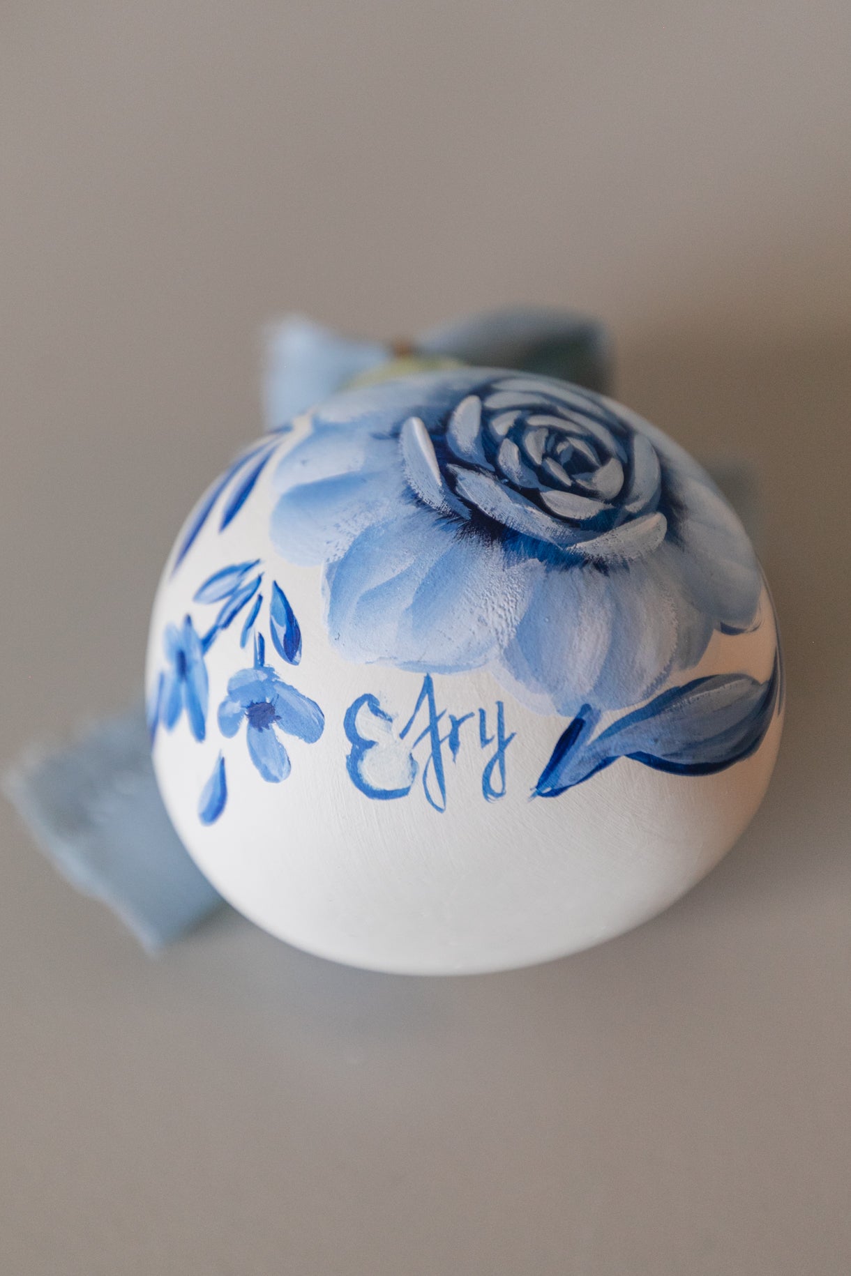 Handpainted Blue Floral Ornament