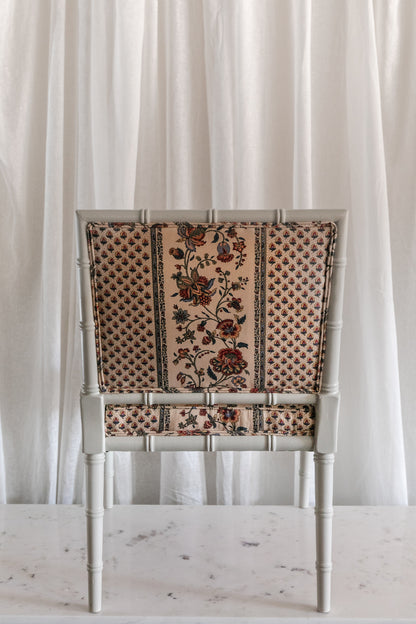 Bamboo Floral Stripe Arm Chairs, Pair