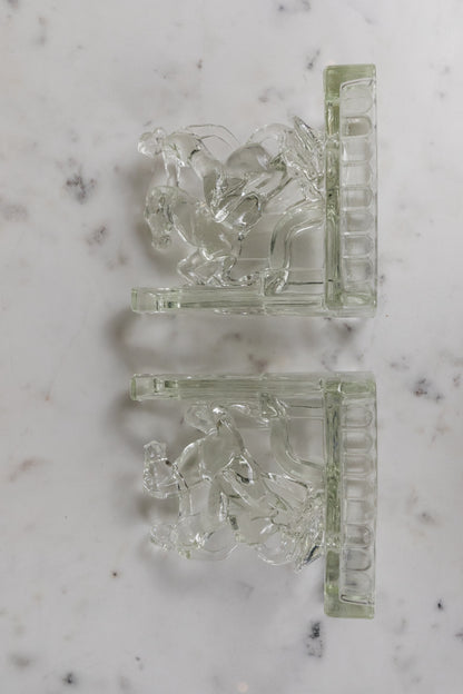 Lady Godiva Glass Bookends Pair