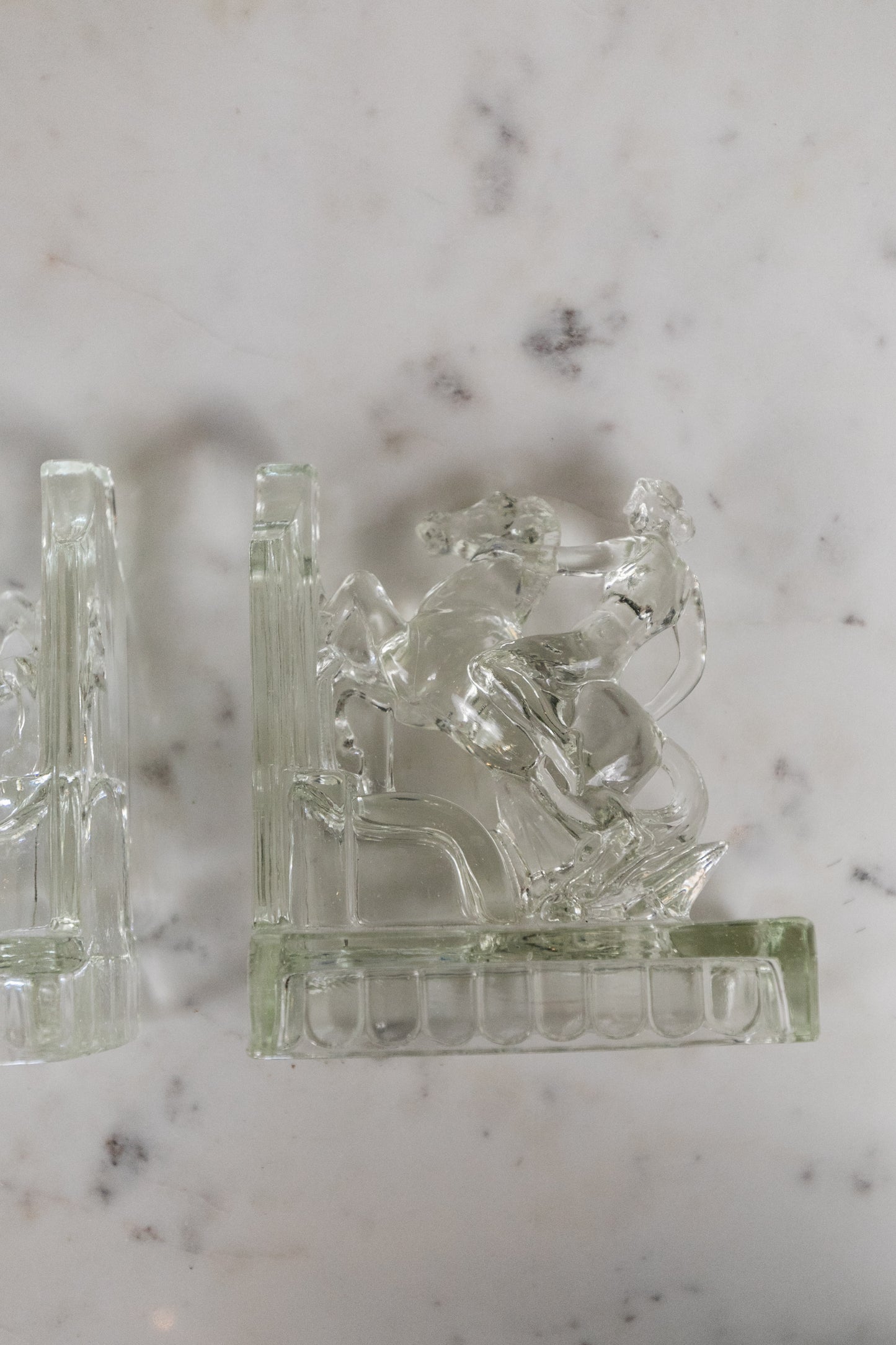 Lady Godiva Glass Bookends Pair