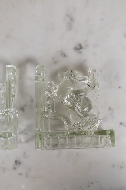 Lady Godiva Glass Bookends Pair