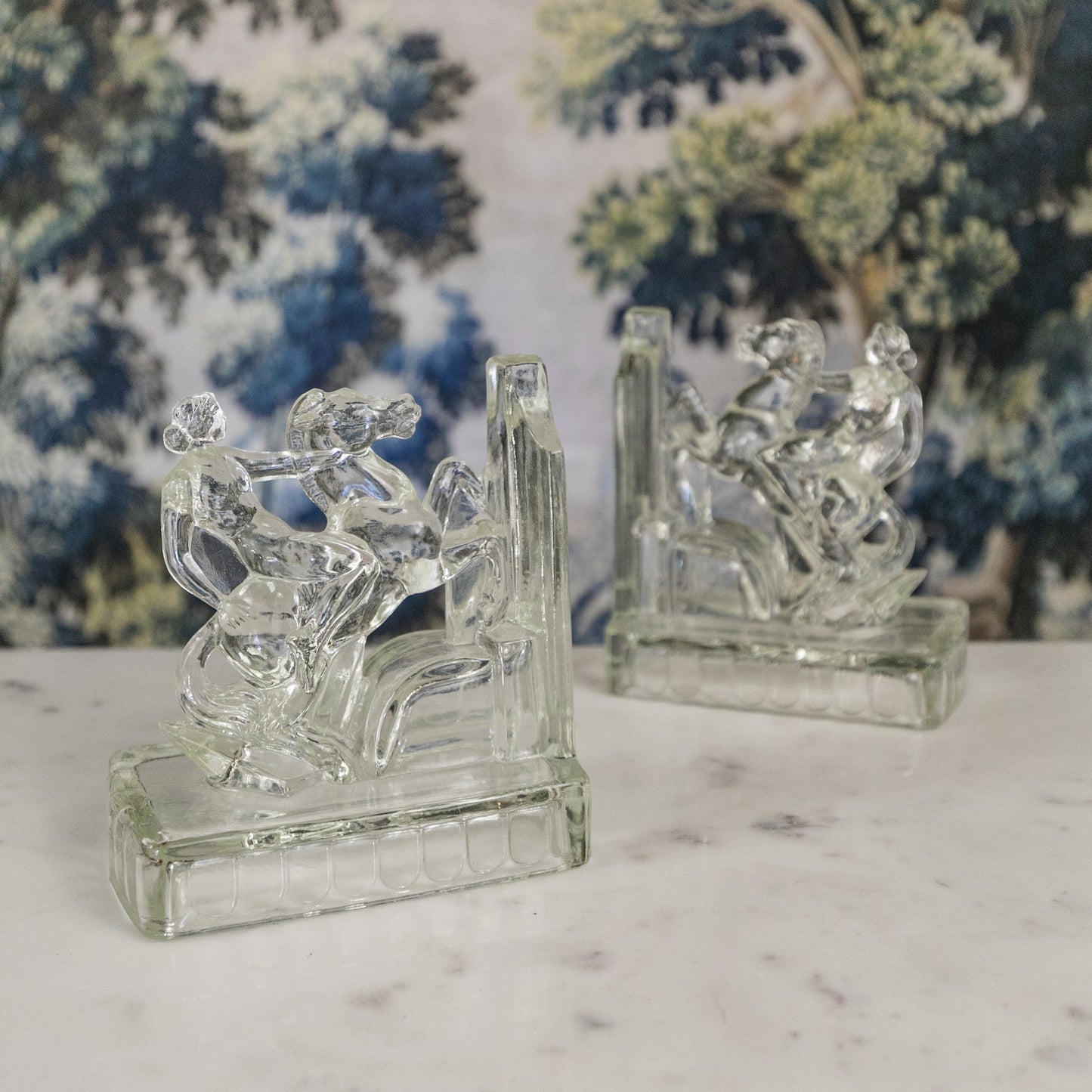 Lady Godiva Glass Bookends Pair
