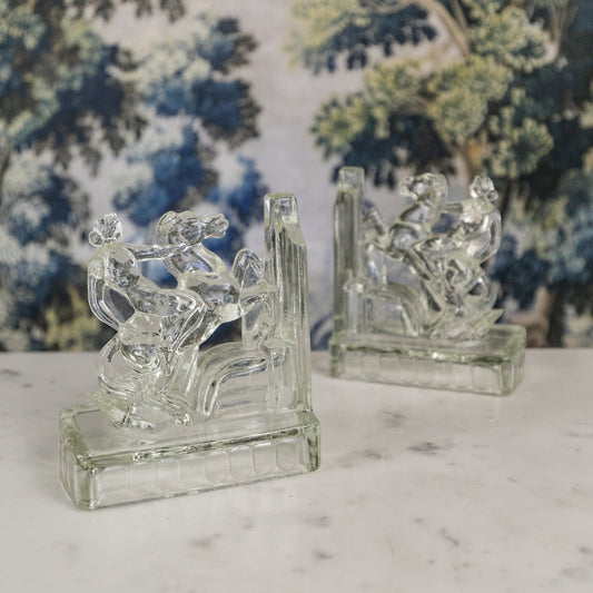 Lady Godiva Glass Bookends Pair