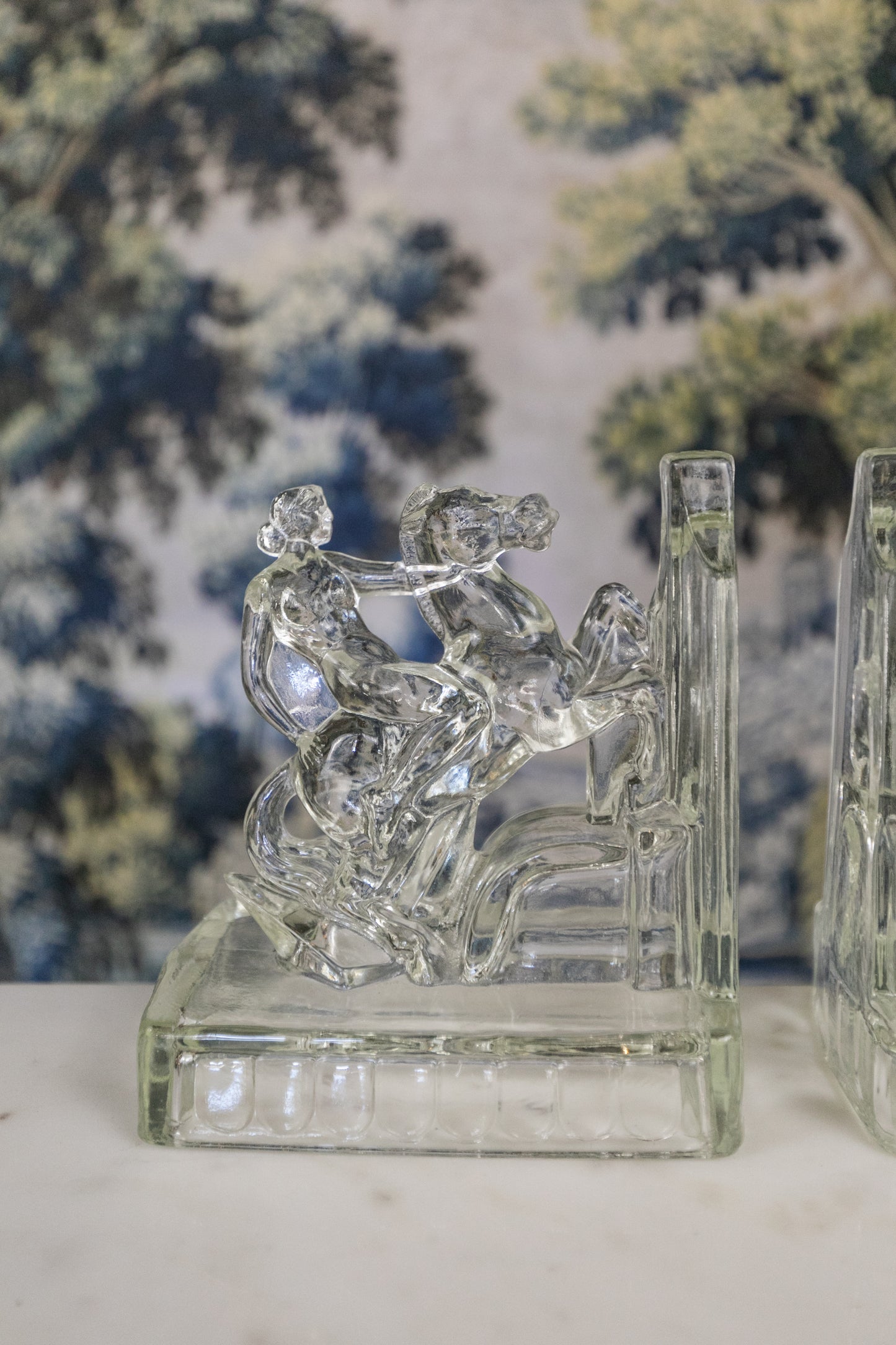 Lady Godiva Glass Bookends Pair