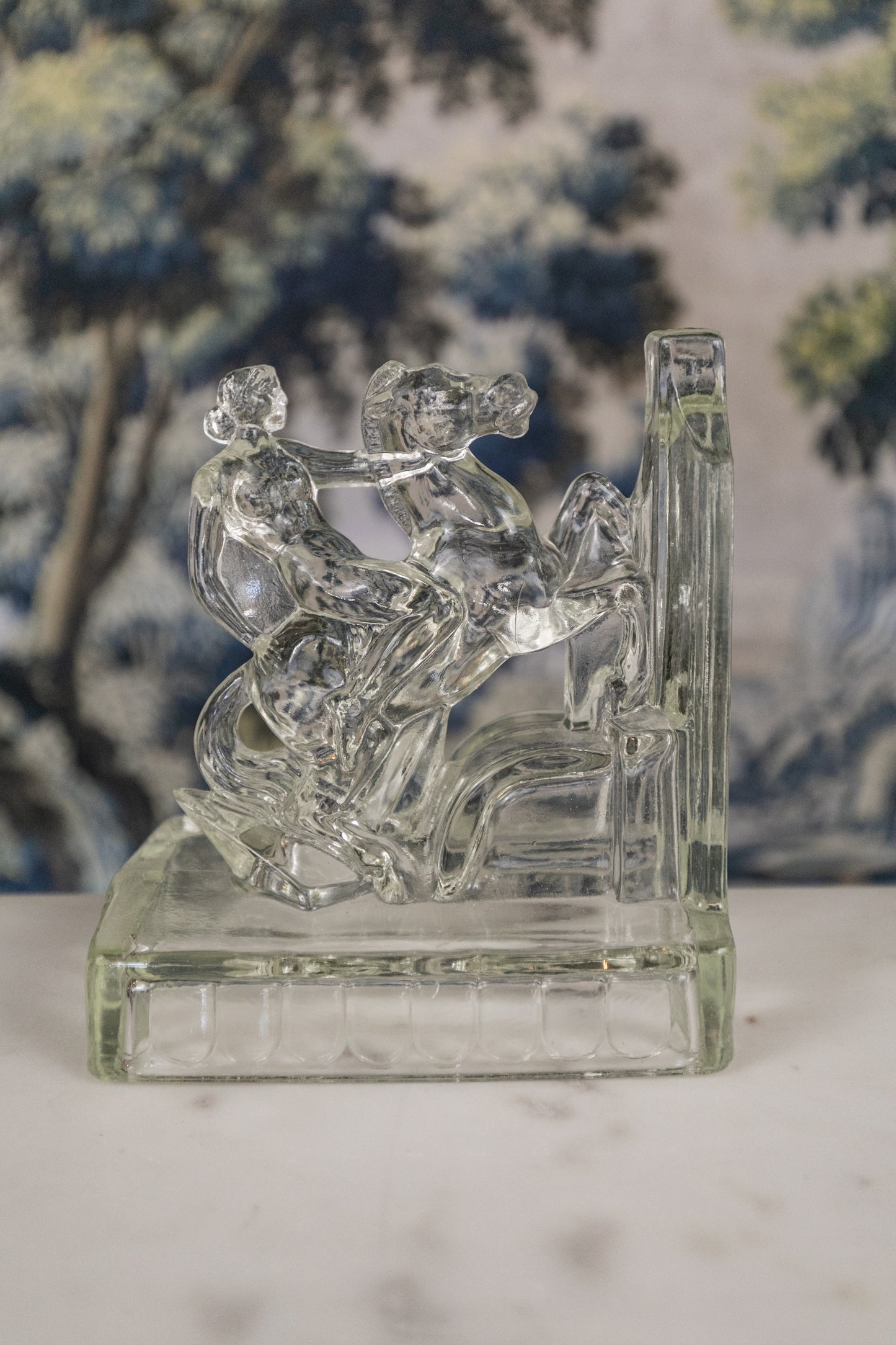 Lady Godiva Glass Bookends Pair