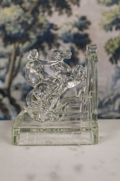 Lady Godiva Glass Bookends Pair