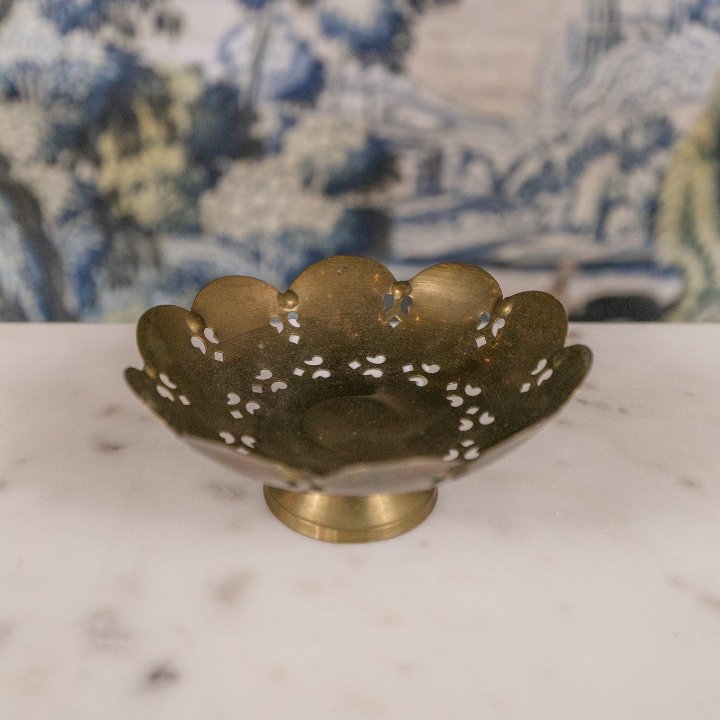 Brass Scalloped Footed Dish