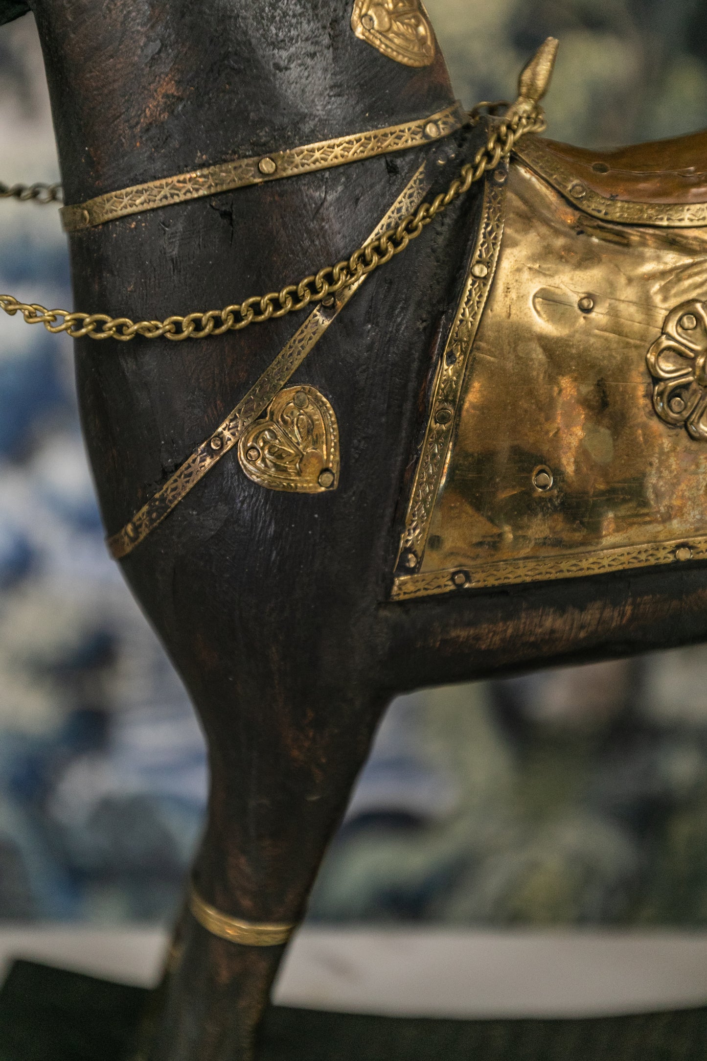 Brass/Wood Rocking Horse