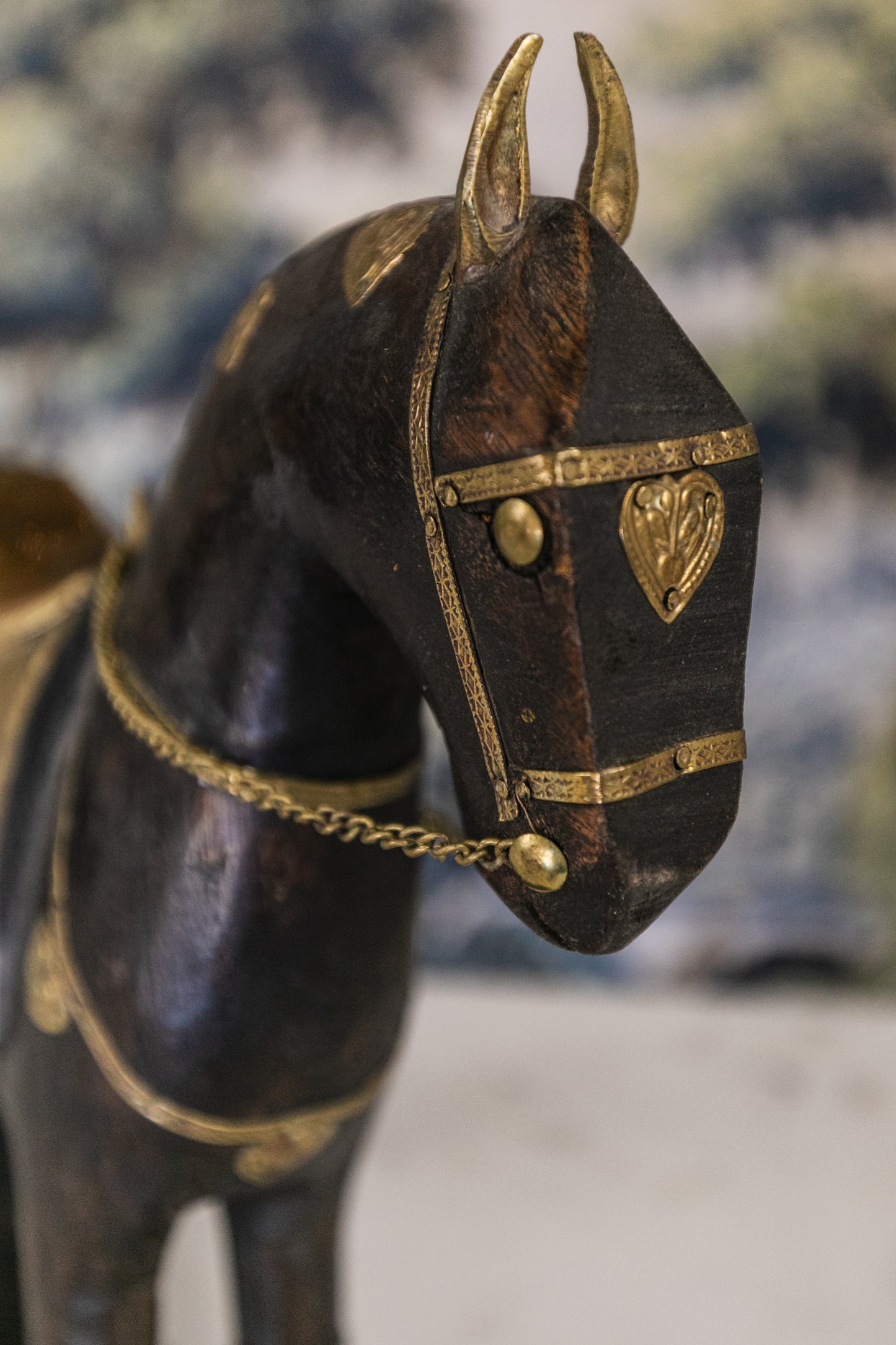 Brass/Wood Rocking Horse