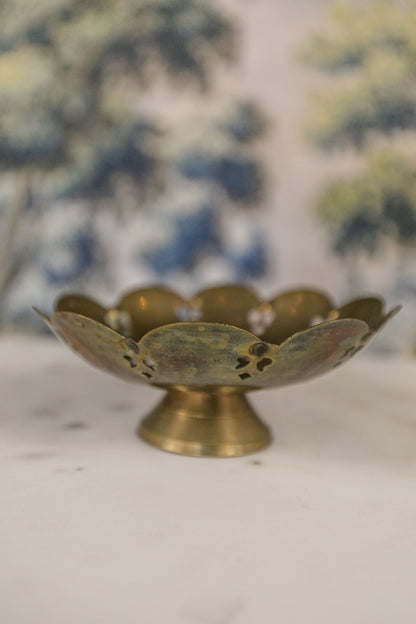 Brass Scalloped Footed Dish