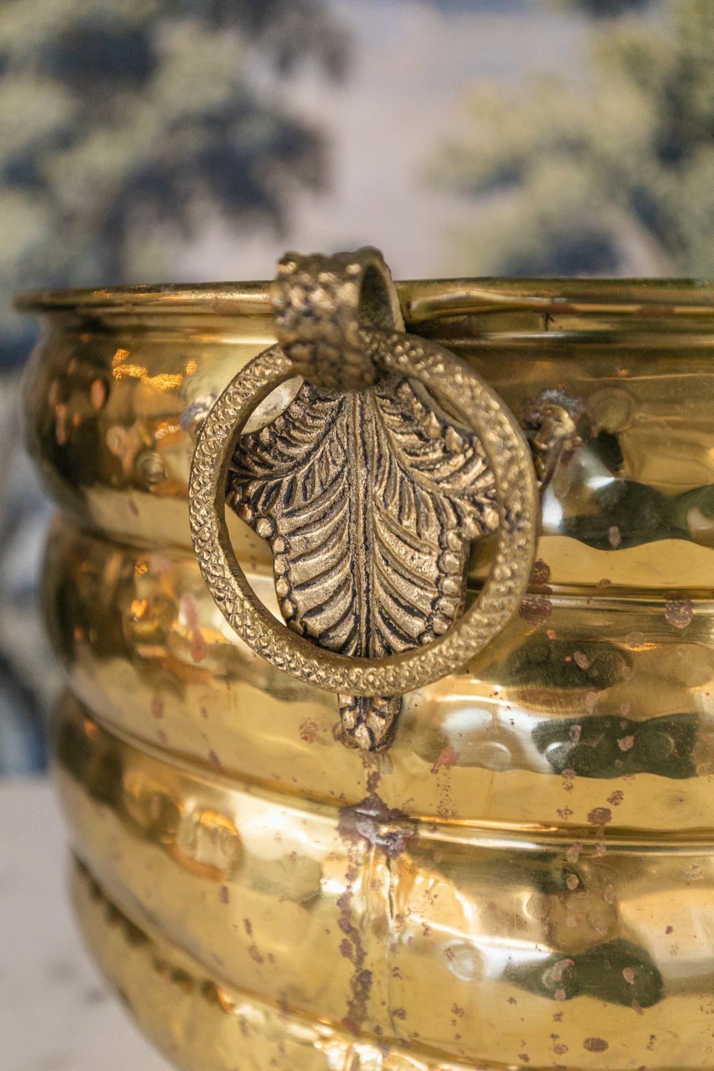 Brass Hammered Pot w/ Handles