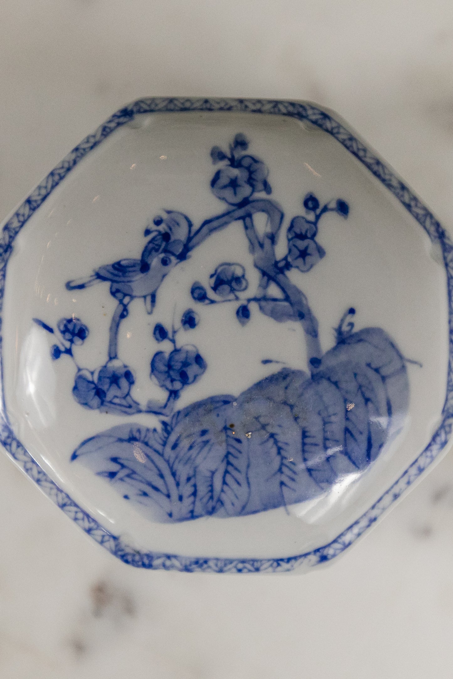 Blue and White Lidded Trinket Box