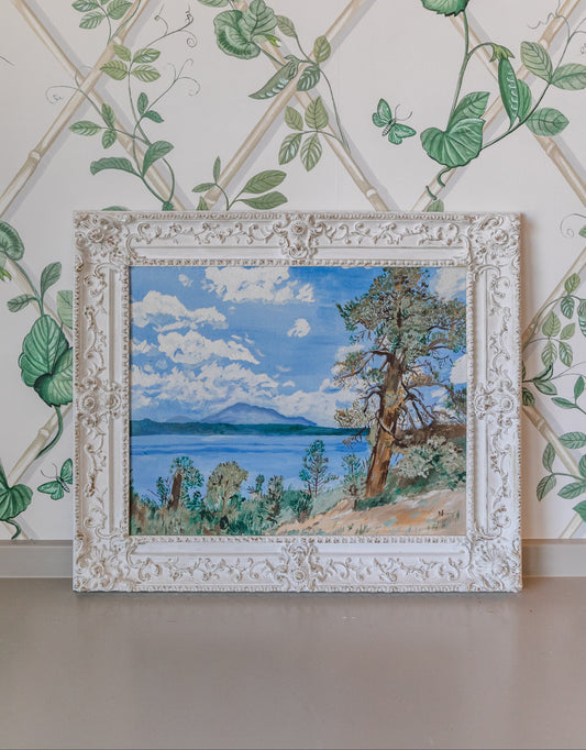 Original Landscape in White Frame