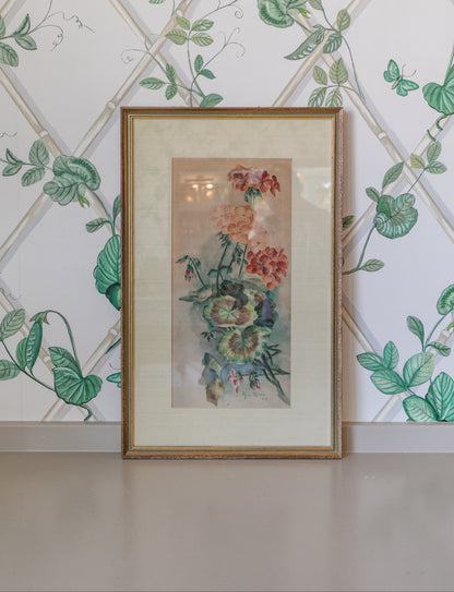 Original Signed Floral Watercolor