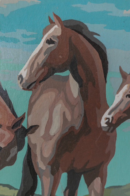 Vintage Framed Paint-by-Numbers Horses