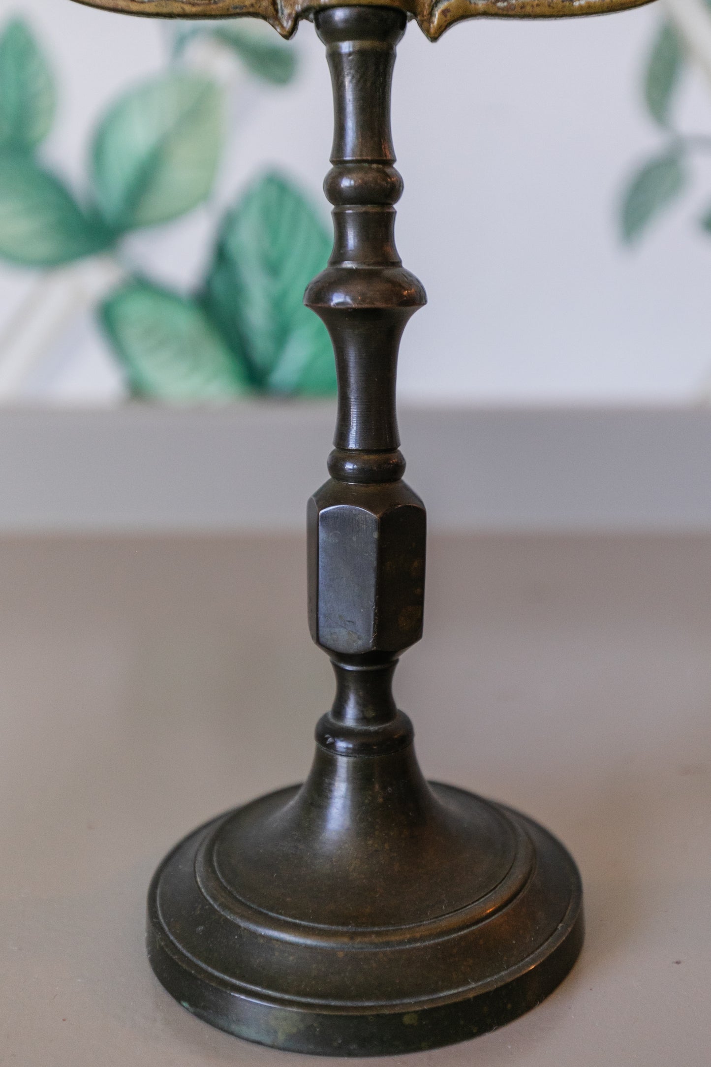 Brass Lions Candlestick Pair